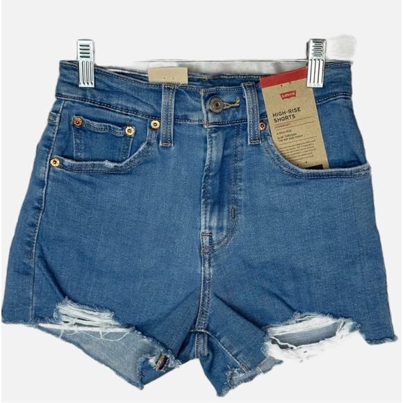 NWT Levi’s Denim High Rise Shorts - BLUE - Picture 1 of 8